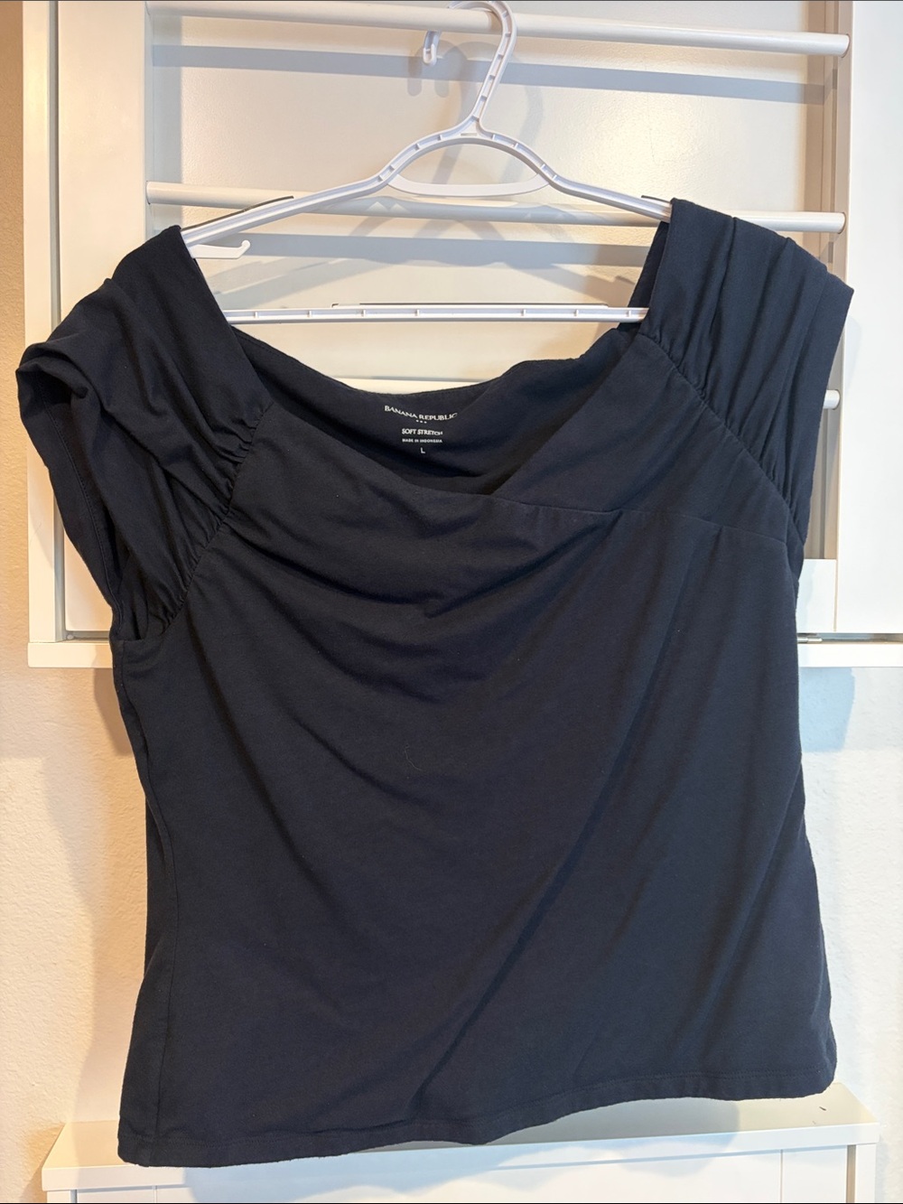 Banana Republic Navy Asymmetrical Stitching Top